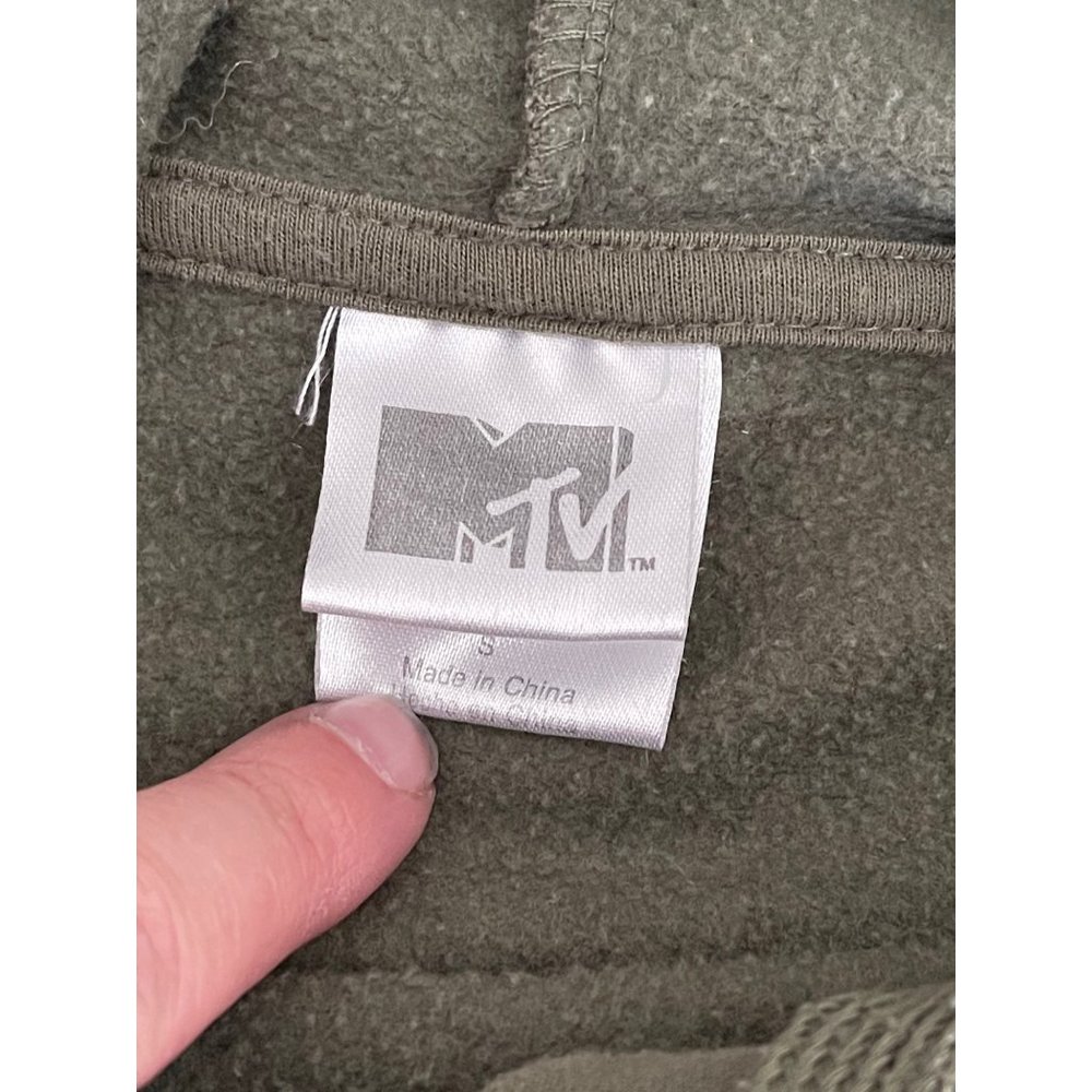 MTV Olive Green Mtv Music Television Long Sleeve Crop Hoodie - Picture 10 of 11